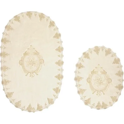 Land Of dowry Amara French Laced 2 Li Bath Mat Set Cream