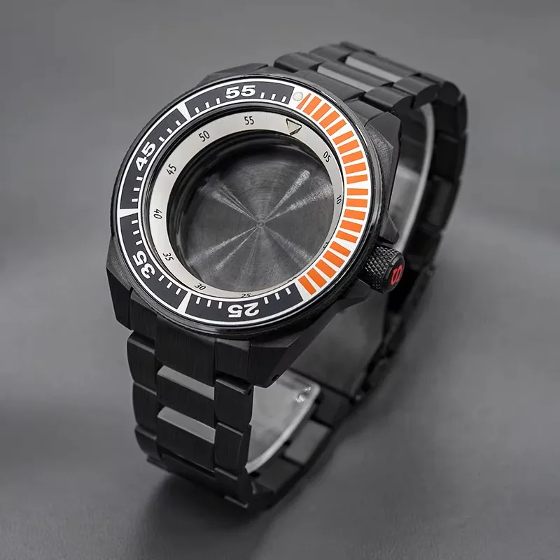 Черные часы серии Samurai King 45 мм, корпус для дайвинга, безель из нержавеющей стали, вставка подходит для Seiko NH35 NH36 7S26, ремонт часов с механизмом