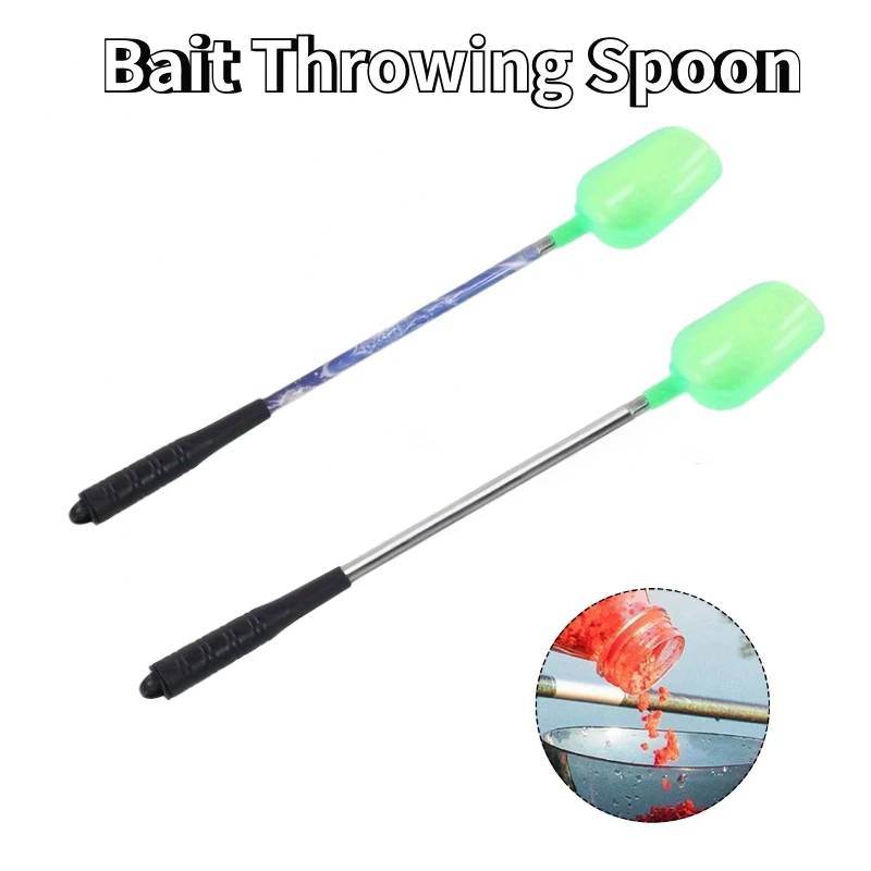 1pcs Bait Throwing Spoon 3-section Telescopic Stainless Steel Baiting Spoons Adjustable Smoothing Throw Carp Fishing Baits Tools