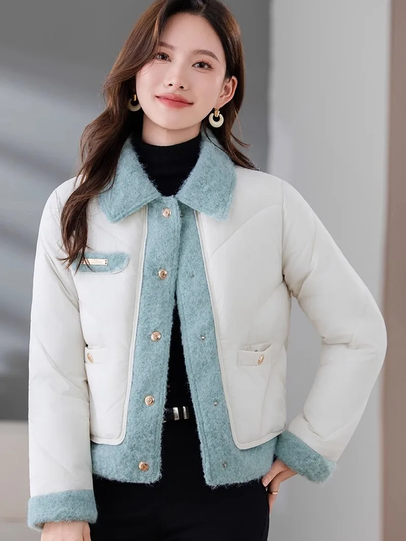 

Модная утепленная зимняя куртка из хлопка для женщин, приталенная, с эффектом стройности, премиум-класса, в стиле «Маленькая Франция»