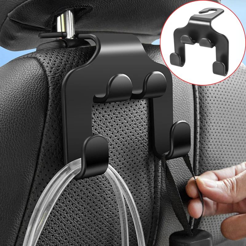 1pcs Multifunctional Car Seat Back Hook Double Head Phone Hanger Headrest Hanging Bag Storage Hanger Car Interior Accessories