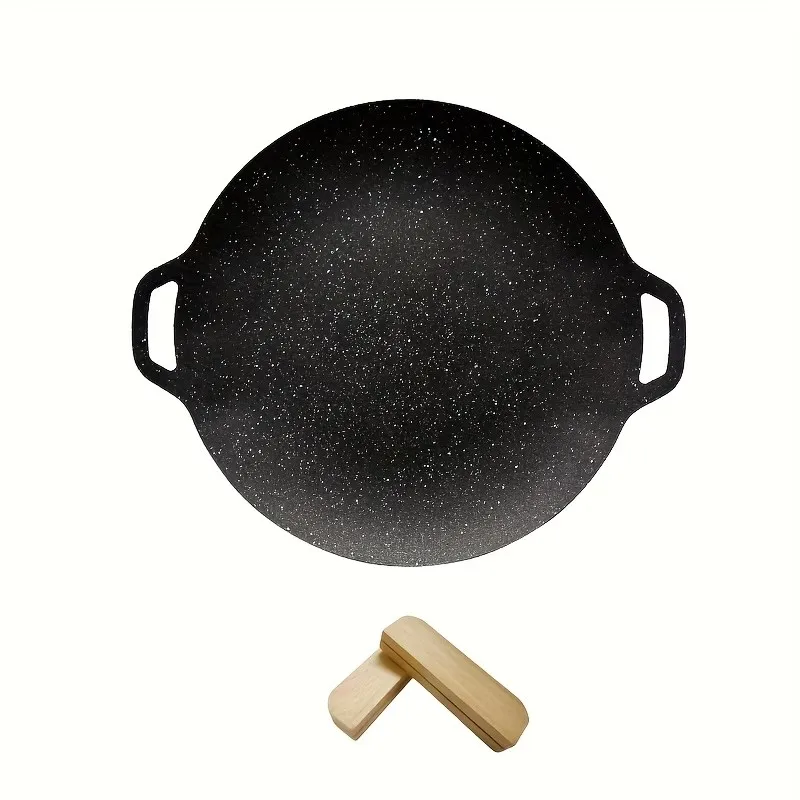 1pc Grill Pan | Nonstick Round Griddle Grill Pan Round BBQ Griddle with Handle, Multifunctional Stove Plate for Meats, Pancakes