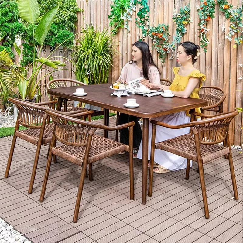 Furniture for small-sized apartments casual coffee table Outdoor garden Aluminum alloy dining table and chairs Wate