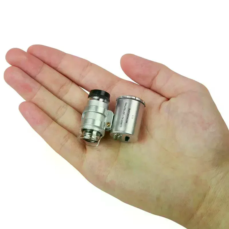 Mini 60X Microscope LED Jewelry Loupe UV Currency Detector Portable Magnifier Magnifying Eye Lens For Jewelry Antique Supply