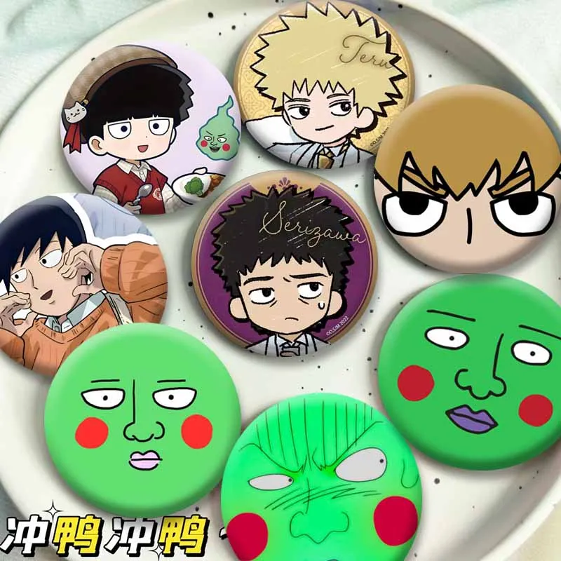 Arataka Reigen Ritsu Shigeo Kageyama Cartoon Brooch Anime Mob P-Psycho 100 Lapel Pins Cosplay Badges Bag Clothes Shoes Ornaments