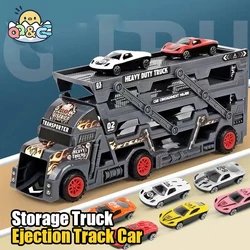 Trailer Truck Model Toys for Boys Three-Layer Folding Ejection Track Railcar Rail Cars Inertia Car Children Gifts