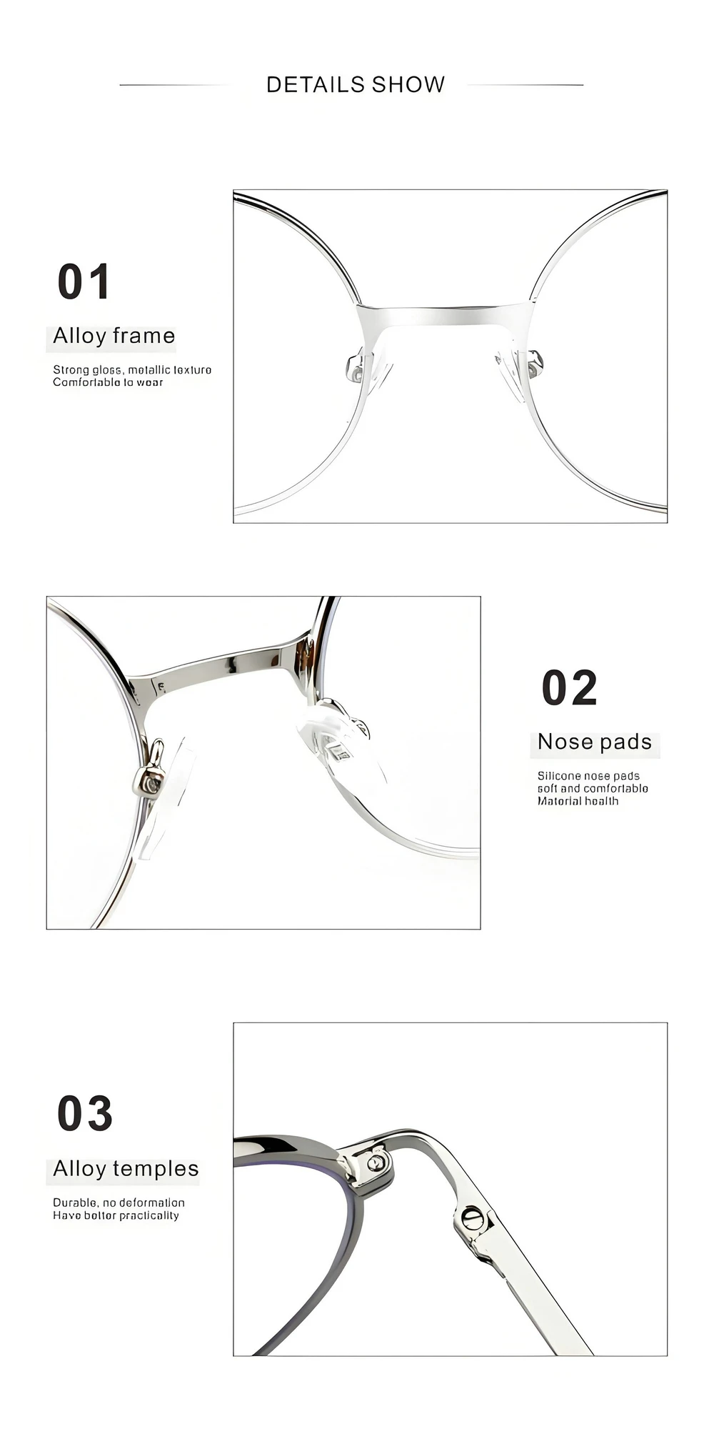 Runde Vintage-Lesebrille aus Metall mit blauem Licht blockierend – leichte Anti-Augenspannungs-Lesebrille für Männer und Frauen – Detail 4