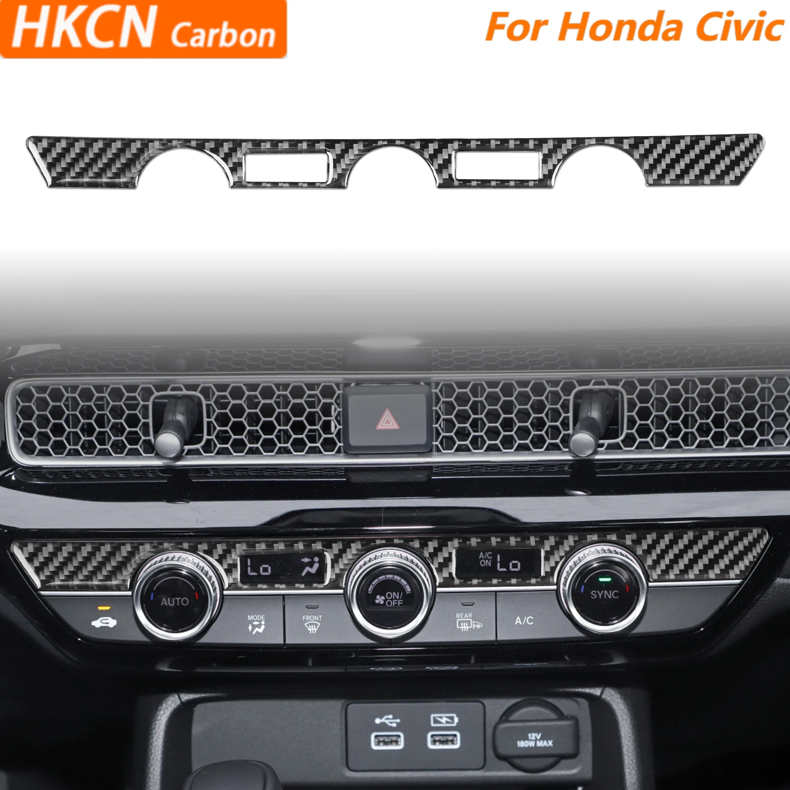 

For Honda Civic 2022—2025 Car Accessories Real Carbon Fiber Air Conditioner AC Switch Frame Interior Cover Trim Modified Sticker