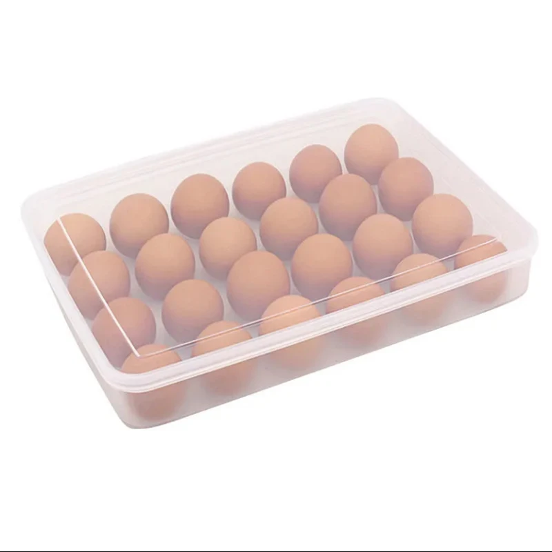 24 Grid Plastic Egg Organizer Home Kitchen Refrigerator Eggs Storage Box Fridge Container Case With sealed Lid Easy to clean