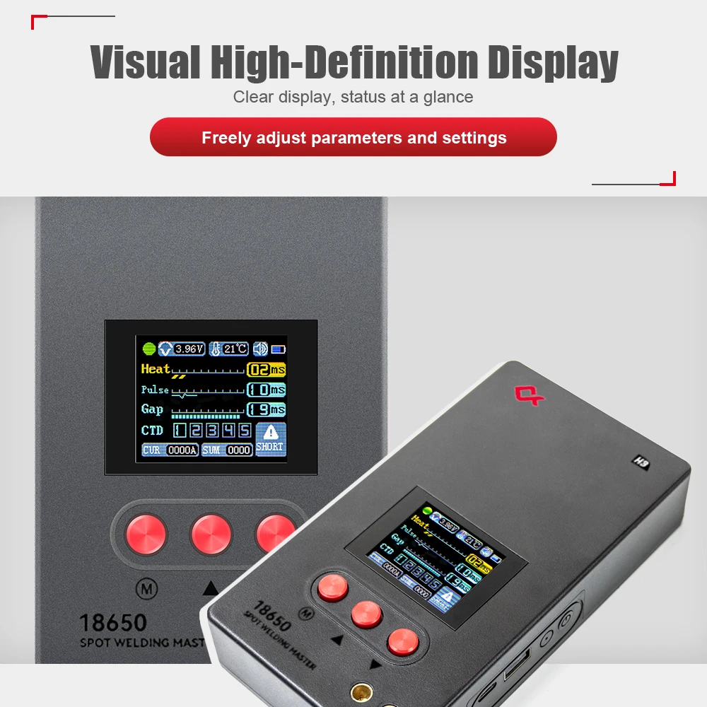 H8 Portable Digital Spot Welder Machine For 18650 Lithium Battery Portable Kit Speed Adjustable Color Display DIY Handheld