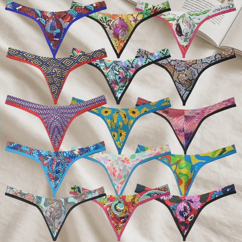 

String Thong Men's Underwear Bulge Pouch Male Bikini Brief Versatile Tangas Beach Briefs Comfortable Muticolour Sporty Print