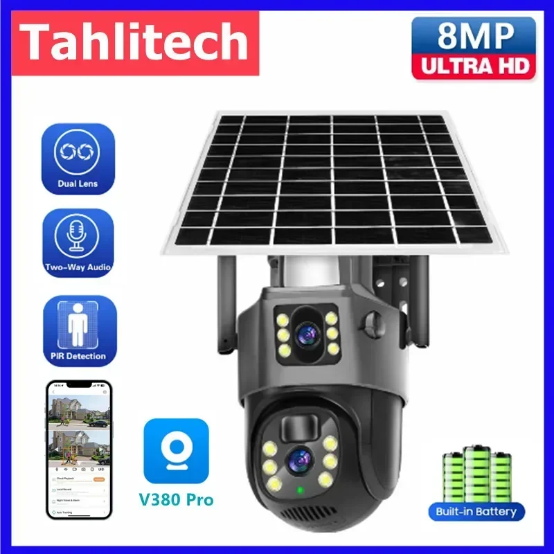 V380 Pro 4K 8MP 4G Solar camera Wireless CCTV outdoor WIFI security surveillance camera 360 waterproof outdoor IP Camera