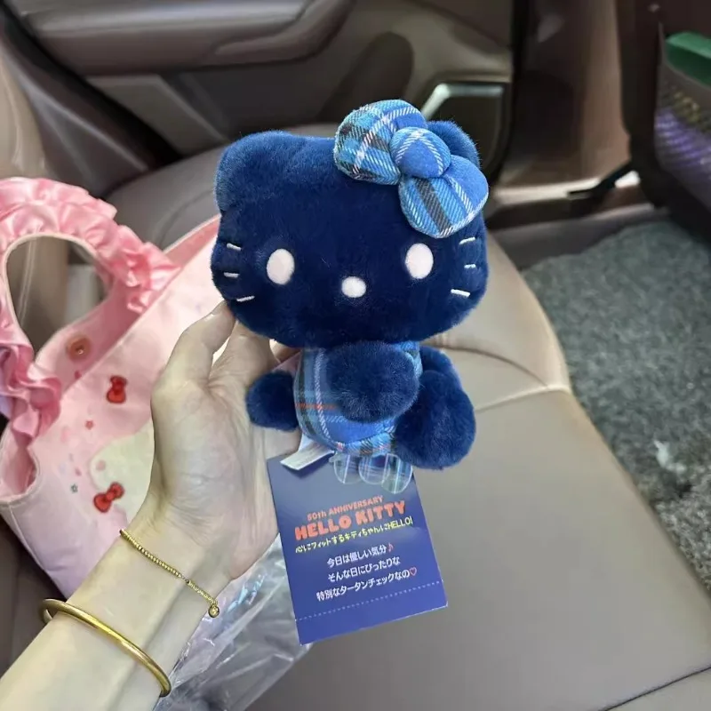

Kawaii Sanrio синий Hello Kitty брелок на 50-летие мультфильм KT Cat плюшевые брелки пара рюкзак подвески аксессуары подарок