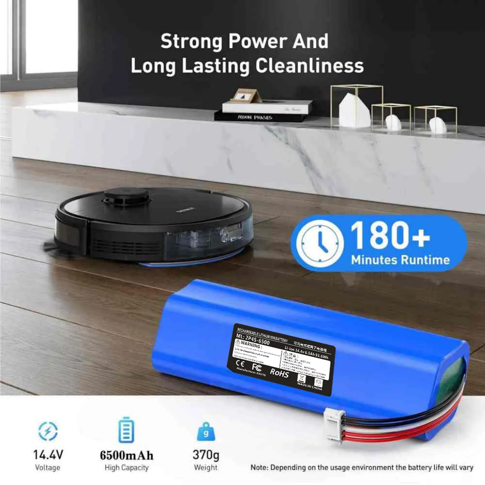 

14.4V 6500mAh Robot Battery For Ecovacs Deebot Ozmo 950 T5 T8 T9 Aivi T10 T20 X1 Omni DX93 DX96 DBX11 DX65.