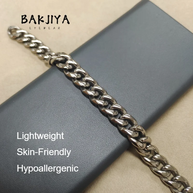 TA1 Pure Titanium Cuban Chain Necklace Bracelet, Thick 10.5mm Hand Polished Cowboy Chain, No Rust Skin-Friendly Jewelry for Men