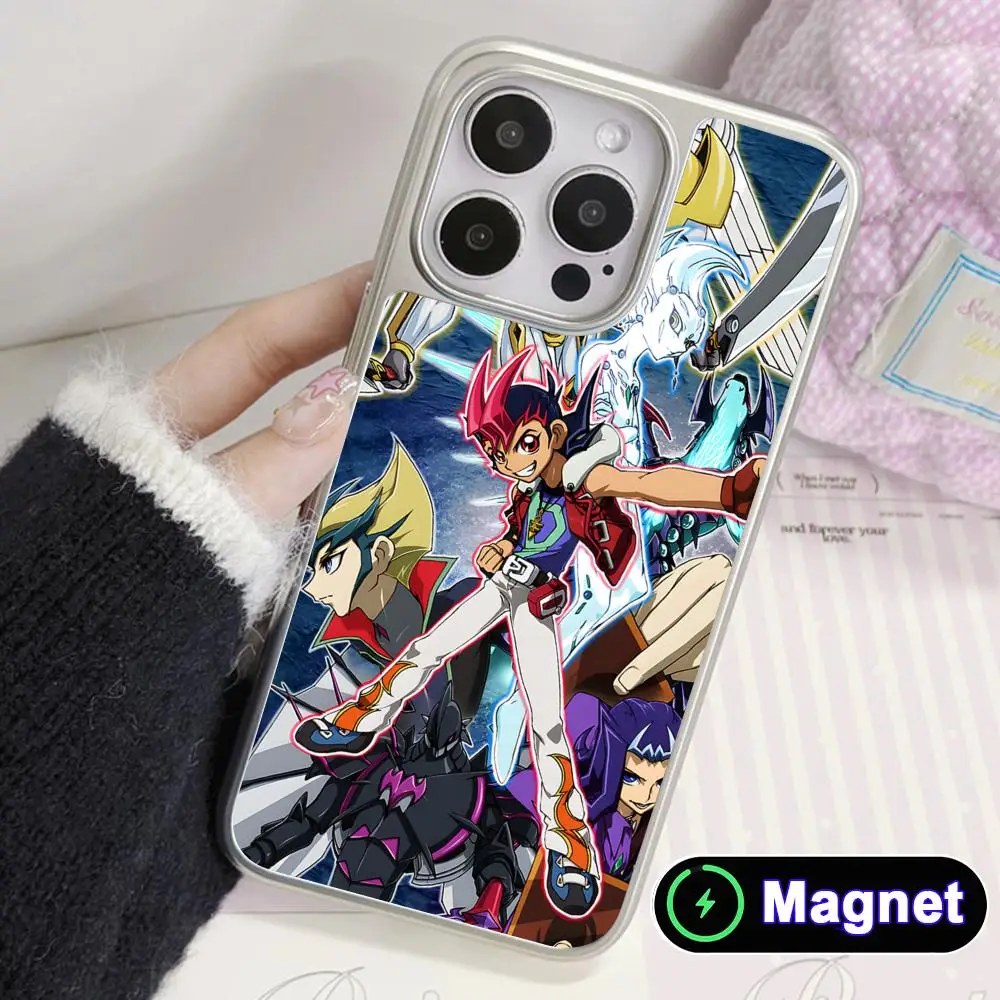 

Чехол для телефона Yugioh Yuma Tsukumo для iPhone 17 16 15 14 13 12 11 Air Pro Max Plus, гальванизированный серебристый чехол Magsafe