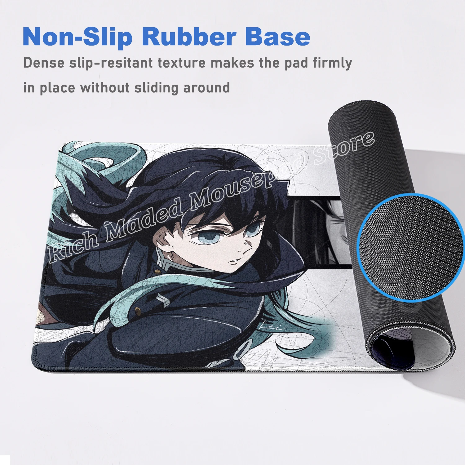 Muichiro Tokito Mousepad Anime Demon Slayer Alas Mouse Besar Alas Meja Laptop Kantor Alas Meja Keyboard Gamer 400×900 Aksesori PC