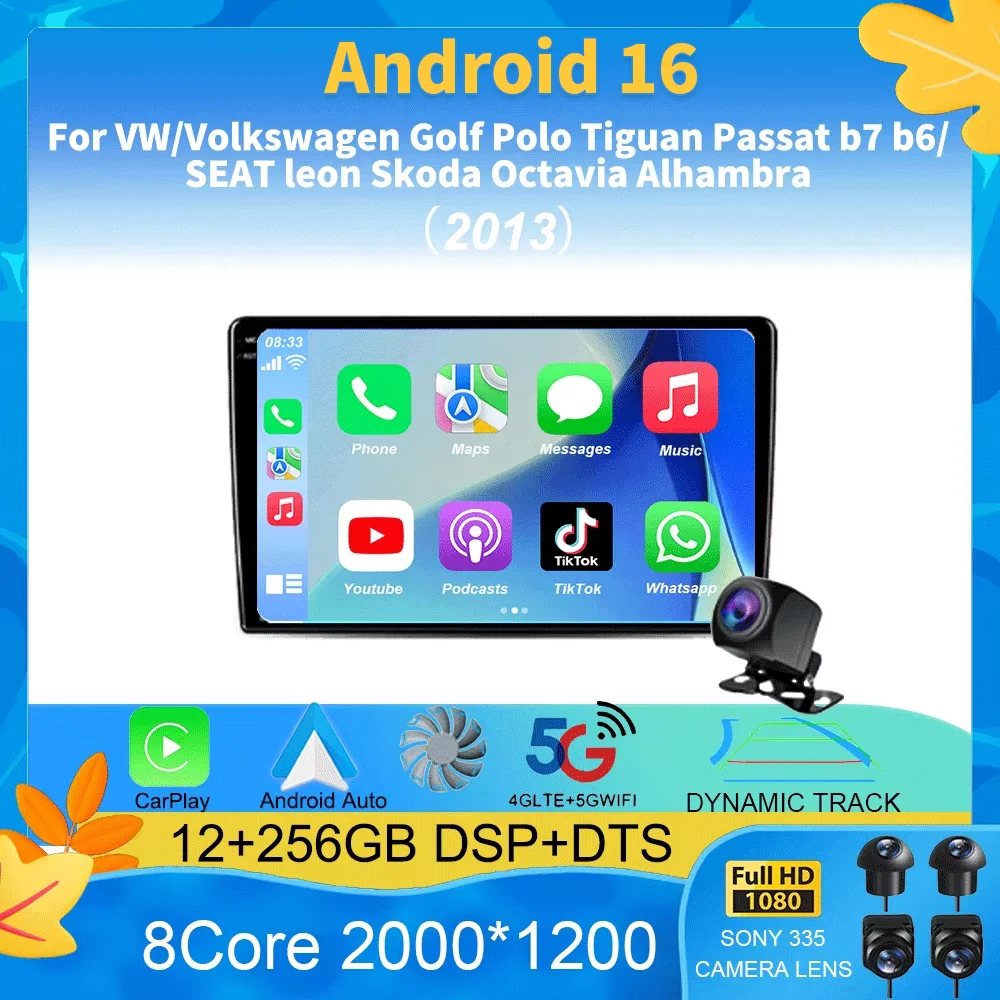 

For VW/Volkswagen Golf Polo Tiguan Passat b7 b6/SEAT leon Skoda Octavia Alhambra 2013 Radio GPS Android 16 Car Multimedia player