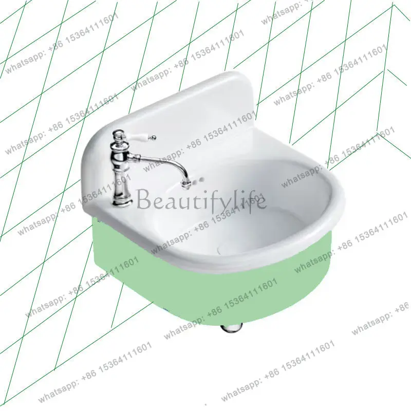 Deep bottom retro ceramic wash basin wall-mounted American washbasin