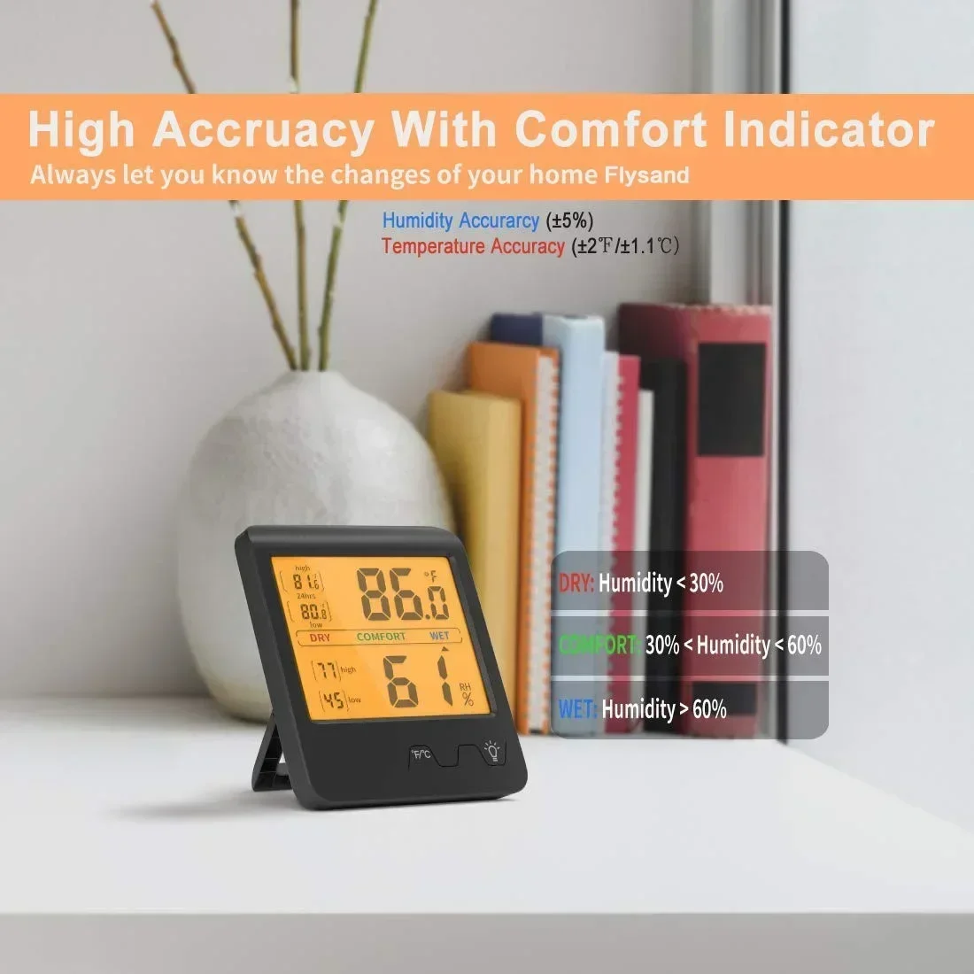 Wall-mounted Indoor Household Accurate Temperature and Humidity Meter Thermometer Electronic High-precision Baby Dry Wet Bedroom