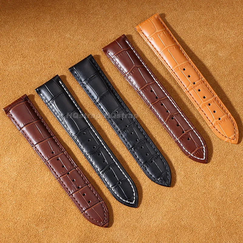 Cinturino in vera pelle 16mm 18mm 20mm 22mm 24mm cinturino in pelle di vacchetta vintage per Seiko per braccialetto Omega cinturino con fibbie a farfalla