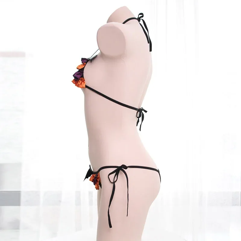 Women Gothic Devil Bat Sexy Lingerie Mini Bra Underwear Set Cool Sleep Pajamas Halloween Night Stage Costume view 3