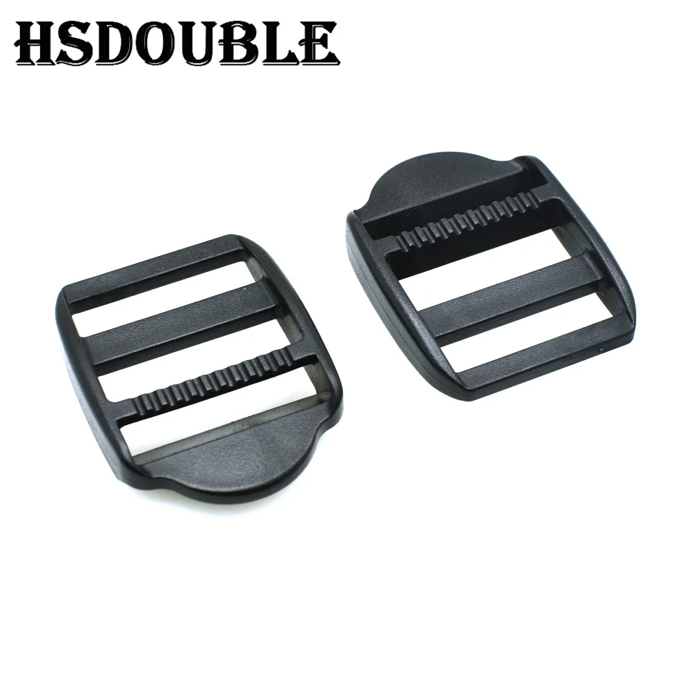 10 Pcs/Pack Ladder Lock Slider Plastic Buckles Backpack Straps Webbing 15-50MM Black