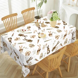 Easter Bunny Eggs Plastic Waterproof Tablecloth Easter Decor For Home 2025 Plants Table Cloth Easter Party Supplies Decor