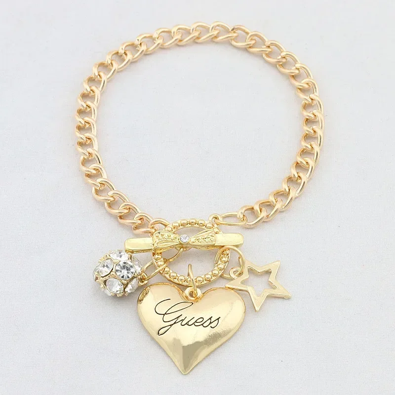 2024 Neuankömmling Liebe Herz Charms Armbänder für Frauen Gold Silber Farbe Armband & Armreif Schmuck Europa American Style Geschenk