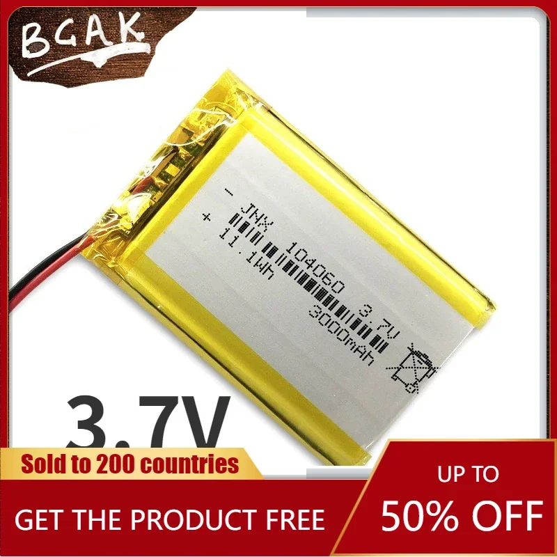 Hot Free Shipping BCAK  104060 3.7V 3000mAh Polymer Lithium Battery for Bluetooth Speaker Stall Light Shaver Battery Locator Doo