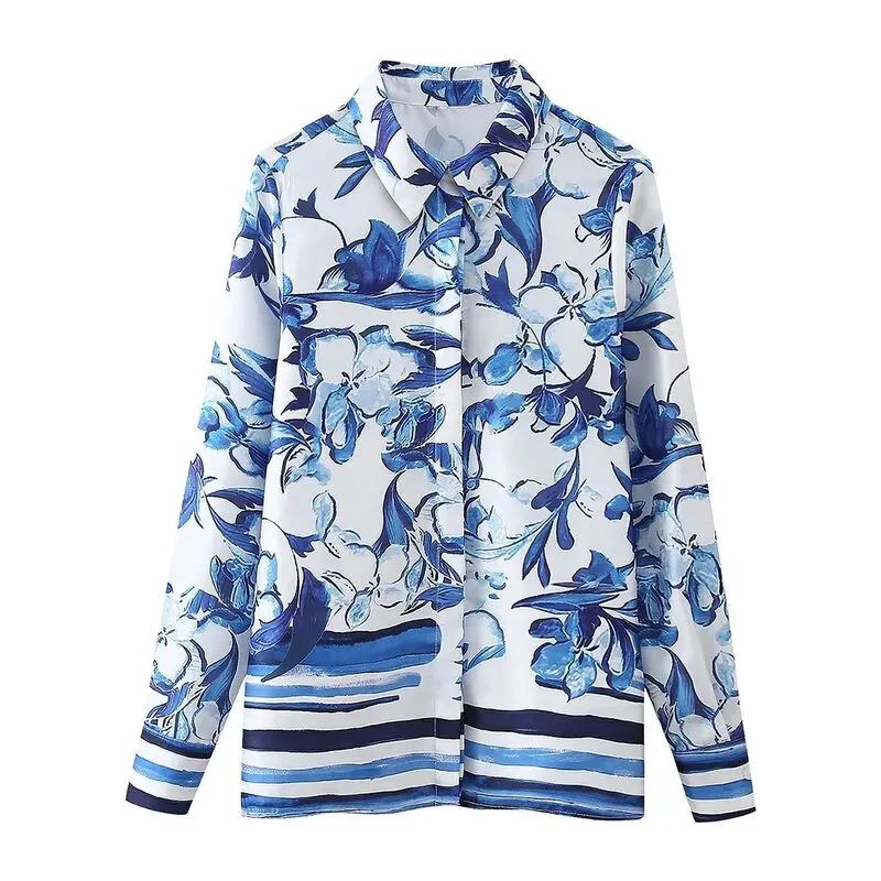 Printemps 2024 femmes irt imprimé fleuri polyvalent minceur Ne Long Sve coupe droite décontracté Faionable