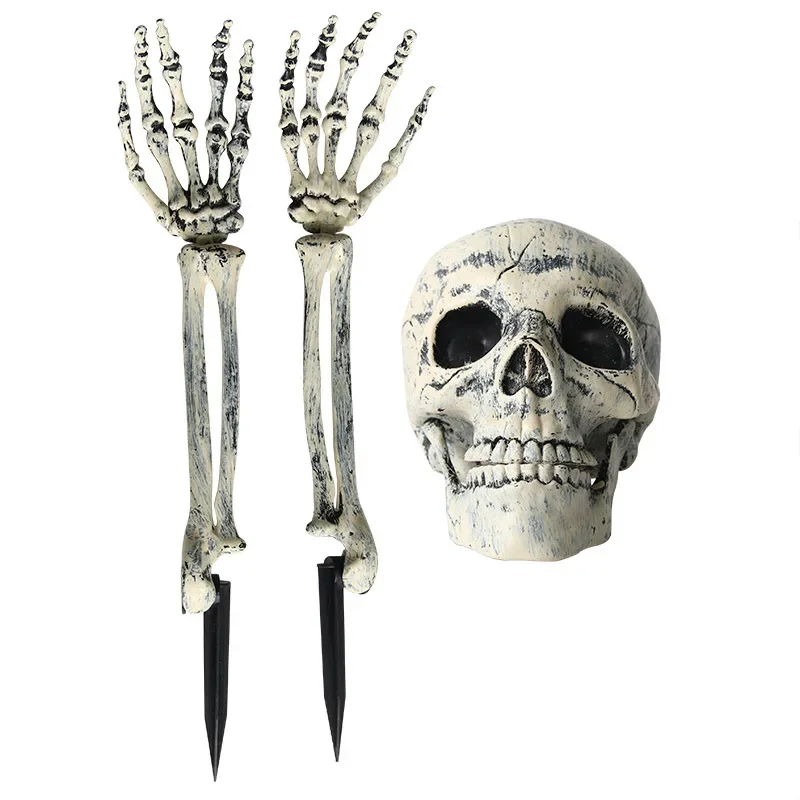 1/2/3pcs Halloween realistic skull hand arm Halloween party home garden lawn decoration haunted house horror props.