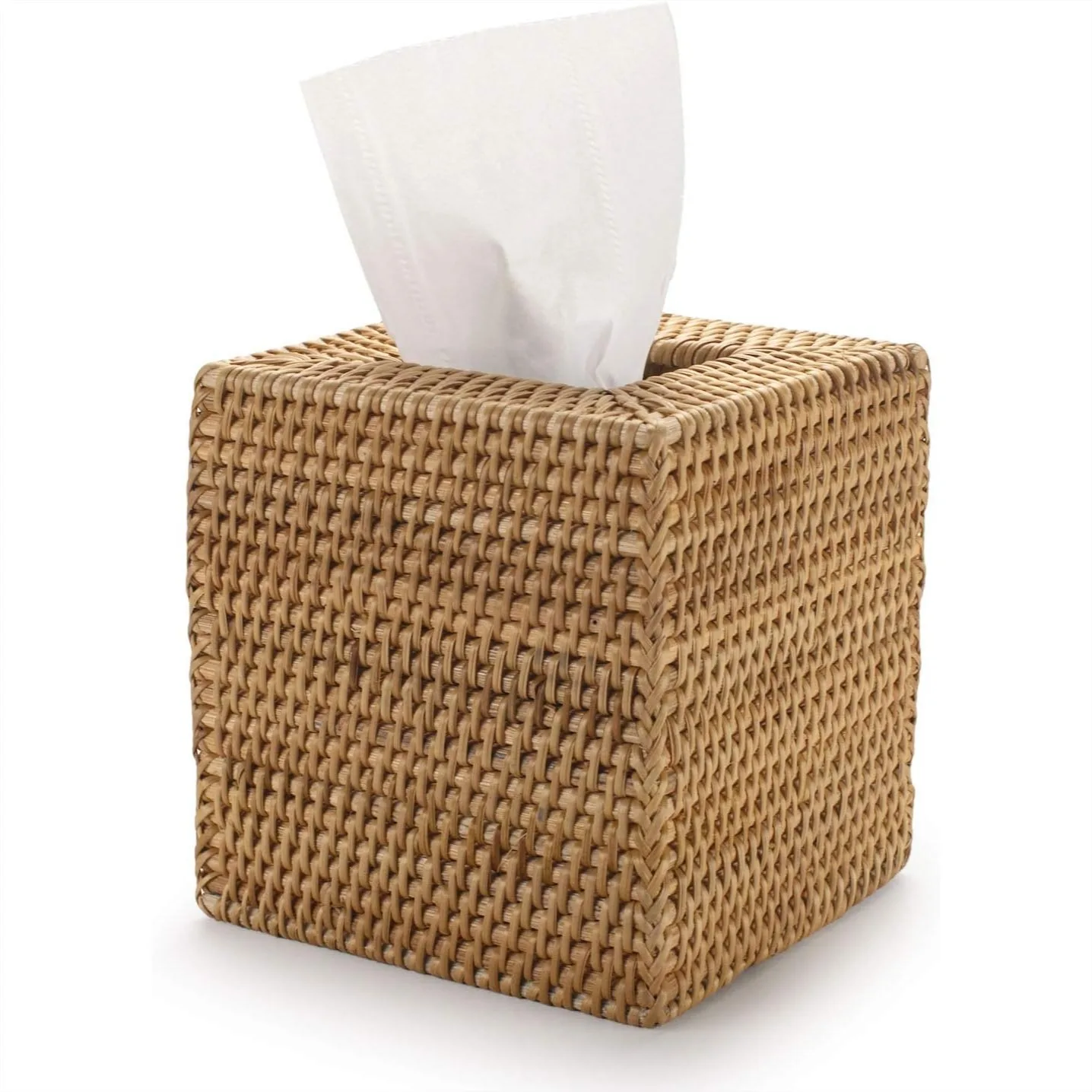 

Natural Woven Rattan Tissue Box Cover for Square Tissues, 5.5x5.5x5.9 Inch