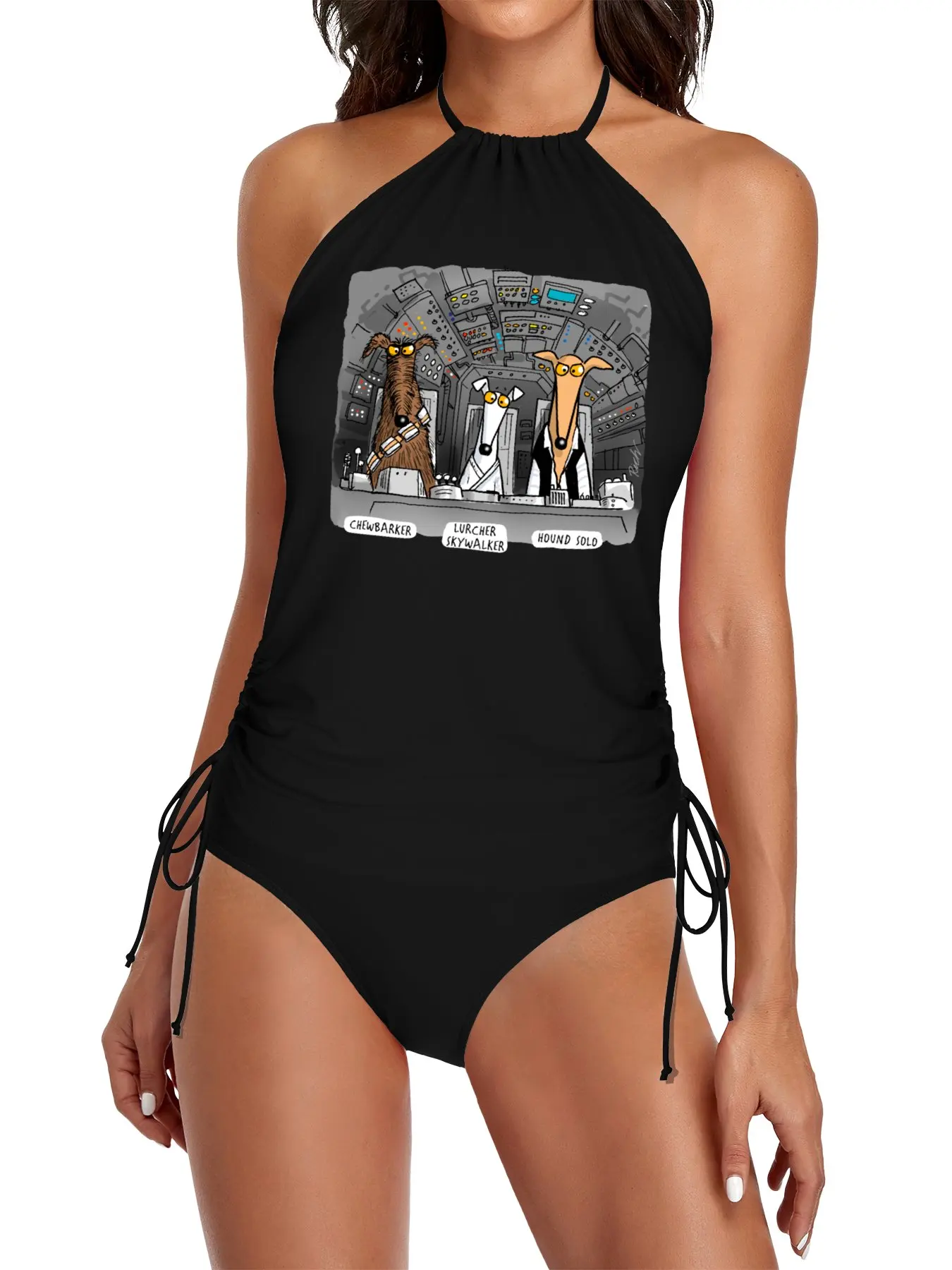 

Hound Solo Tee Split Swimsuit Set bathing suits woman Swimsuit black Clothing female