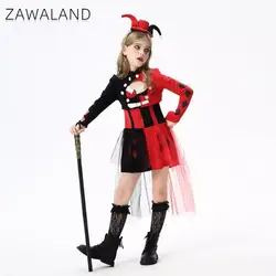 ZAWALAND Clown Costumes Dress Women Cosplay Festival Party Headwear Clothes Performances Dress Up Girls Dress Halloween Costume