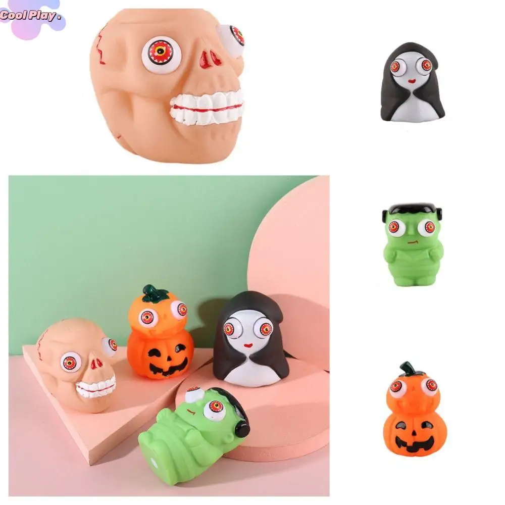 

Sensory Toys Halloween Eye-popping Toy Slow Rebound Flexible Material Pumpkin Ghost Head Squeeze toy Durable Relief Stress