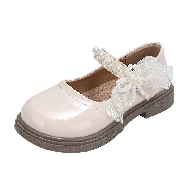 Modische, meistverkaufte, elegante Mädchen-Freizeitschuhe aus Leder, Sommer-Neuheit, runde Zehenpartie, bequeme Prinzessinnen-Flachschuhe – Detail 2
