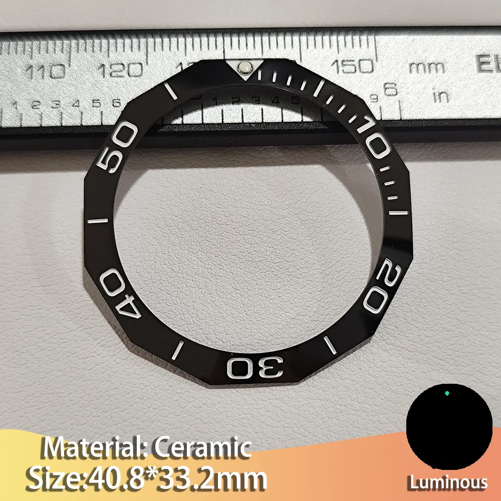 40.8mm*33.2mm High Quality Sloping Rhombic Ceramic Luminous Watch Bezel  Insert Watches for Men Bezel Accessories Multi Color
