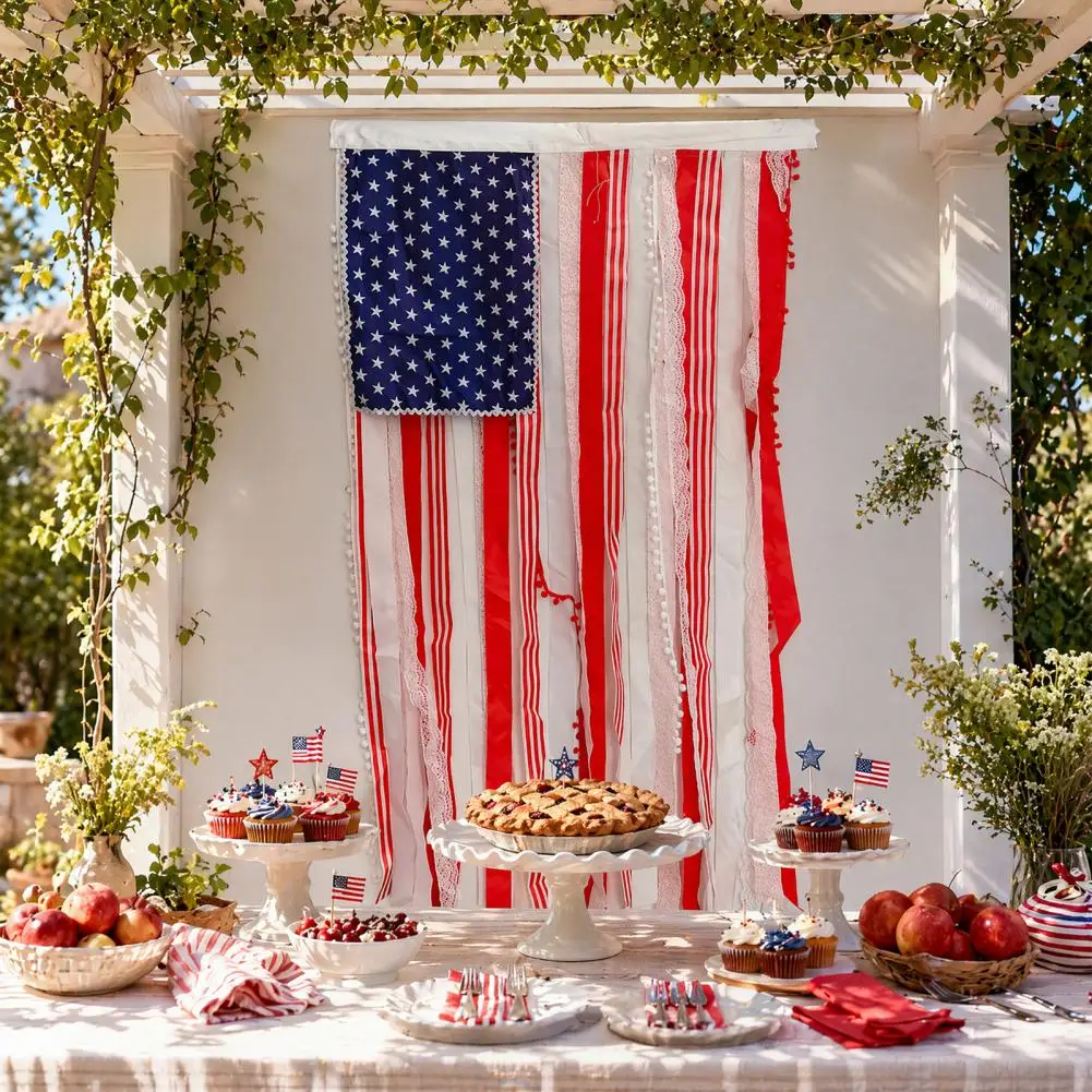 Fade Resistant Flag Garland American Flag Garland Patriotic Wreath Flag Banner 3d Star Hanging Ornaments for Independence