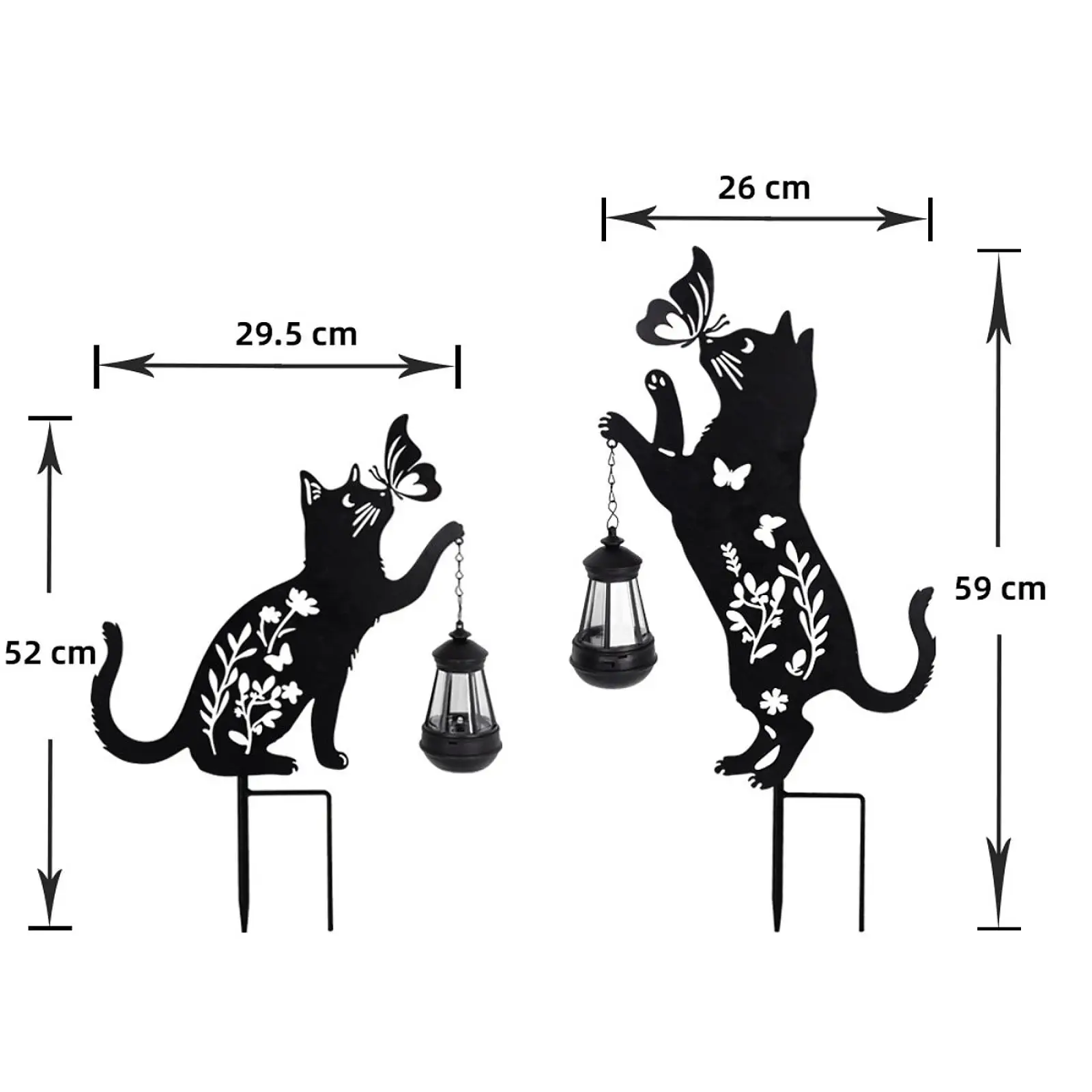 Garden Solar Cat Lamp Decoration Balcony Christmas Cat Figurine with Lantern