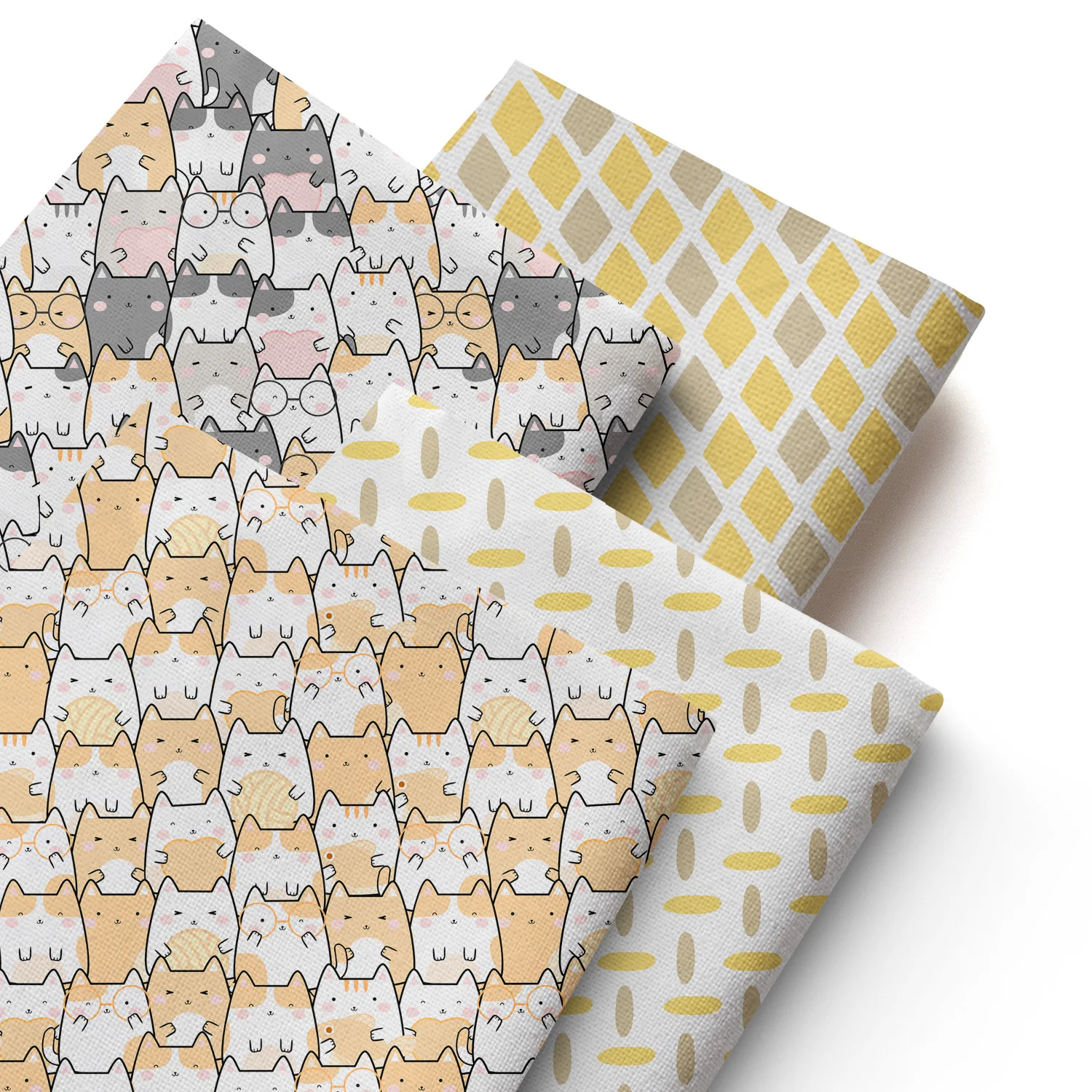 Pre-cut 4pcs/set Whimsical Animal Print Fat Quarters Fabric, 7.87x7.87inch(20x20cm) Polyester Quilting Squares