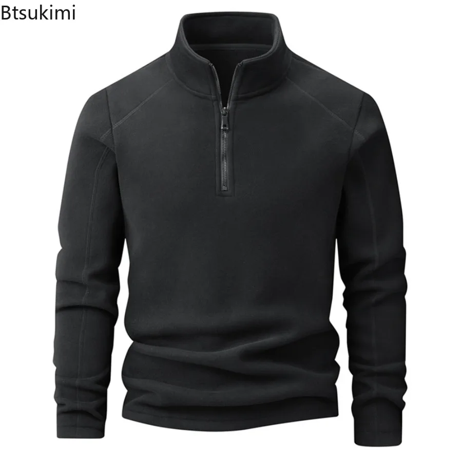 Oversized Sweatshirts for Men Autumn Winter Thicken Fleece Long Sleeve Hoodies Men's Fashion Stand Collar Warm Pullover Tops 9XL