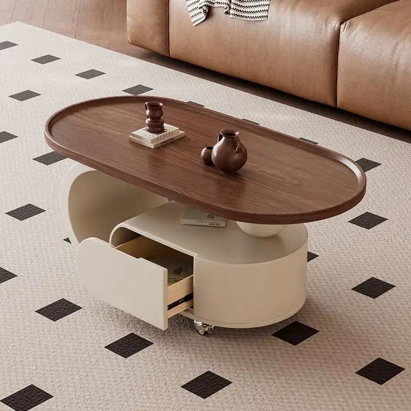 طاولة قهوة ايطالية بيضاوية بسيطة منزلية فاخرة خفيفة حديثة متنقلة