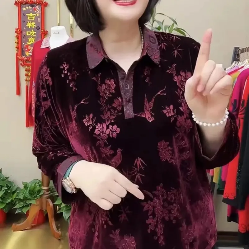 여성용 패셔너블 긴팔 루즈 레트로 티셔츠 가을 신상 베이스 탑 레트로 엘레강트 풀오버