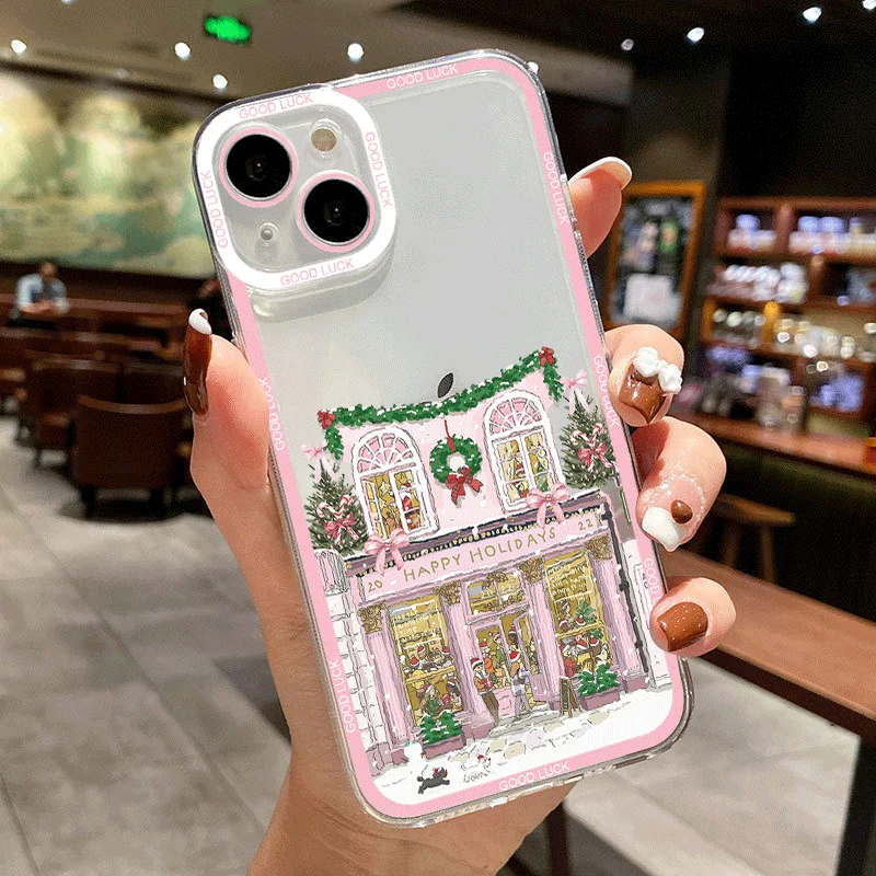Winter New Year Christmas Street Scenery Phone Case for Xiaomi Redmi Note 14 Pro Plus 13 12 11 10 PRO 14C 13C 12 9T Soft Covers view 5