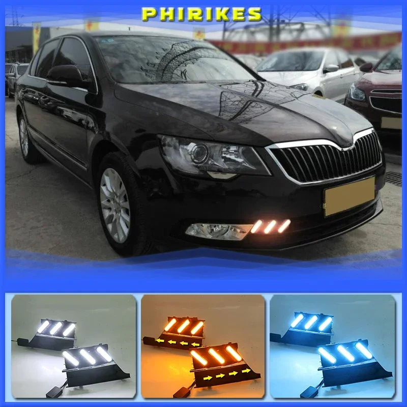 

For Skoda Superb 2013-2015,Super Brightness Waterproof ABS Car DRL 12V LED Daytime Running Light With Fog Lamp Cover