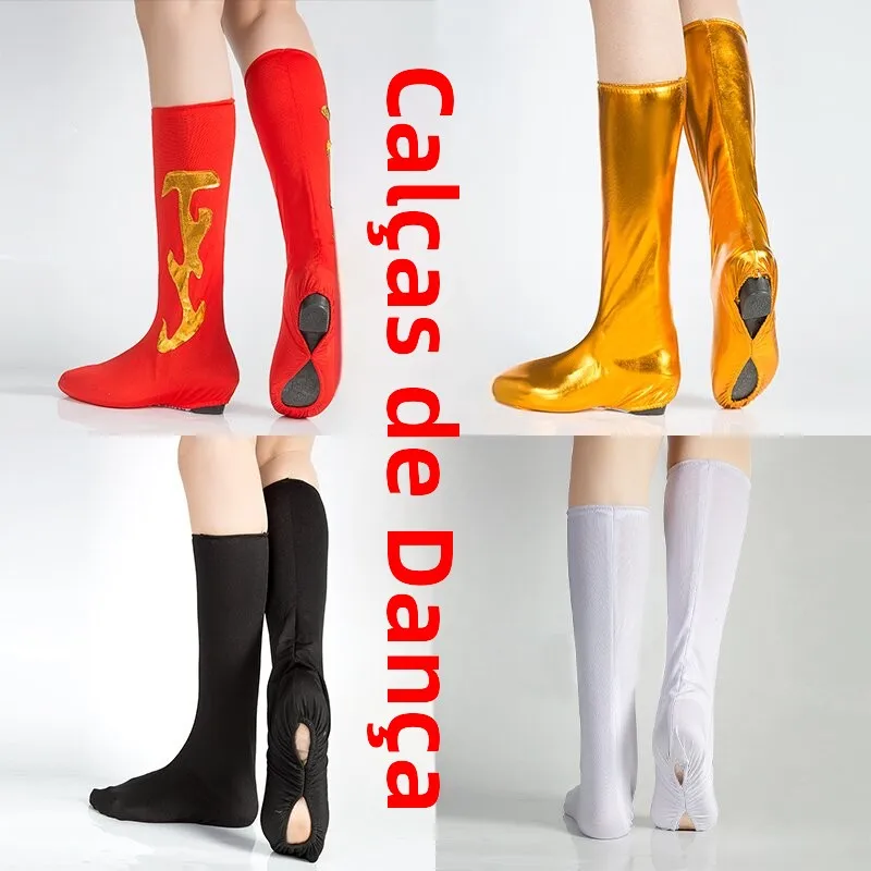 capas-de-sapato-de-danca-Etnica-mongol-com-padrao-vermelho-dourado-e-preto-de-alta-elasticidade-para-apresentacoes-tibetanas