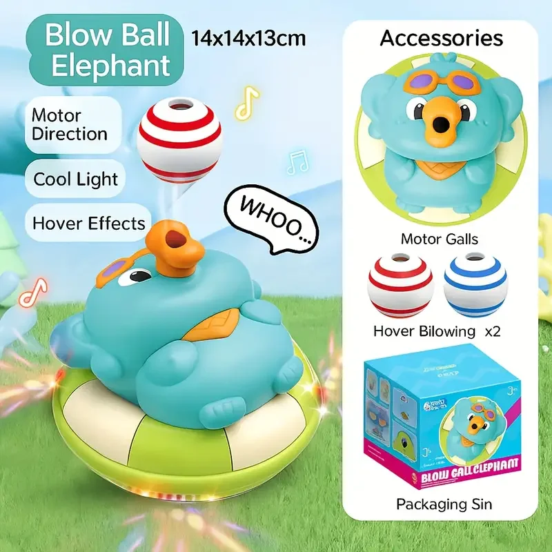 لعبة الموسيقى التفاعلية على شكل ضفدع الفيل مع أضواء وأصوات كرة عائمة للعب الحسي متعدد الوظائف مع ألعاب موسيقى نفخ الهواء