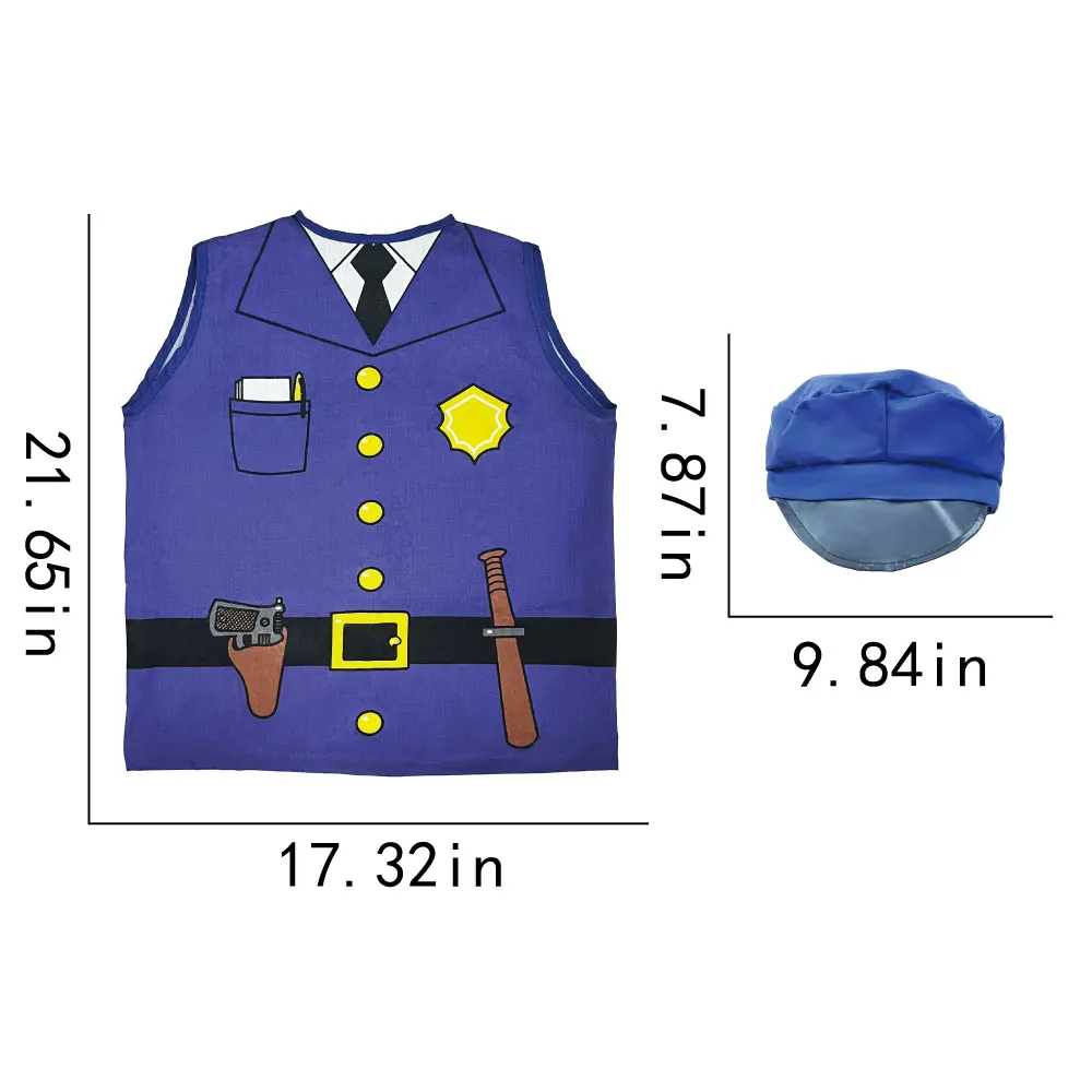 Policeman Costume for kids, Police Officer Dress Up for Career Day, Cop Uniform Set  for Halloween Ages 3 4 5 6 7 8