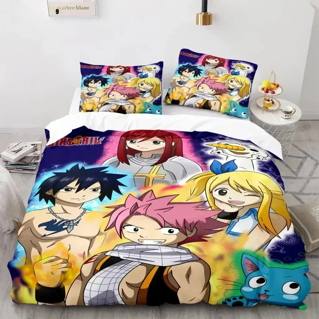 

3D Printed Fairy Tail Natsu Bedding Set Duvet Cover Sheet Printed Bed Set Pillowcase Bed Full Queen King Size Comforter Bedroom